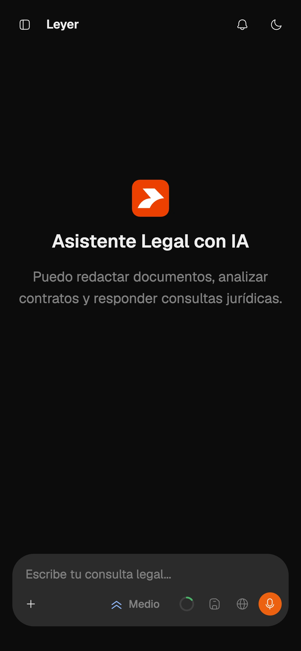 Pantalla inicial de Leyer con el nuevo compositor de consultas