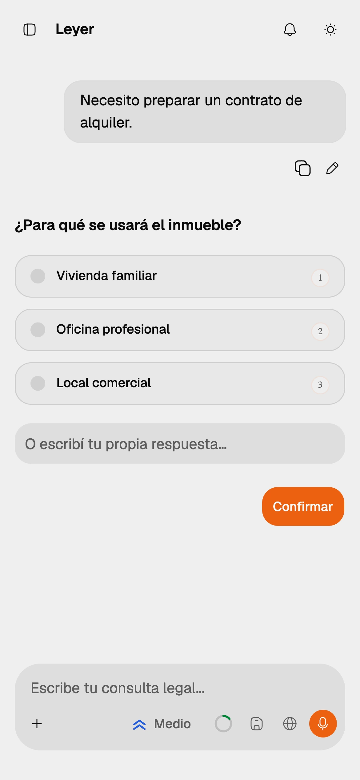 Leyer presentando opciones para precisar una estrategia legal