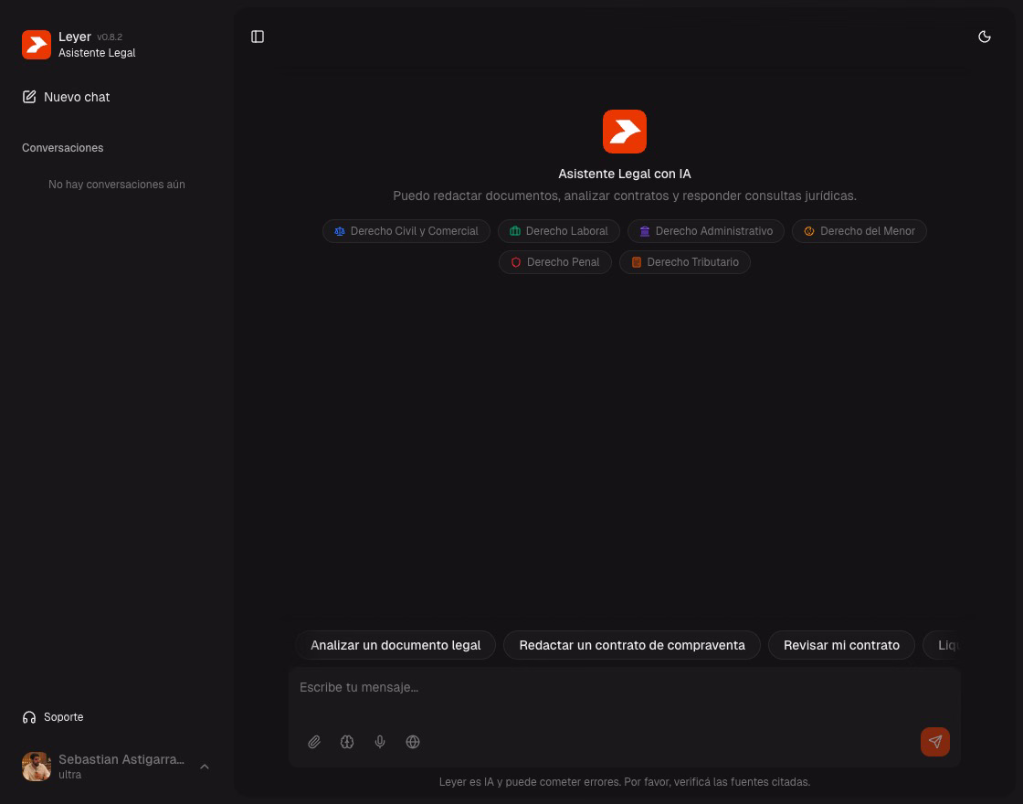 Captura de la plataforma Leyer